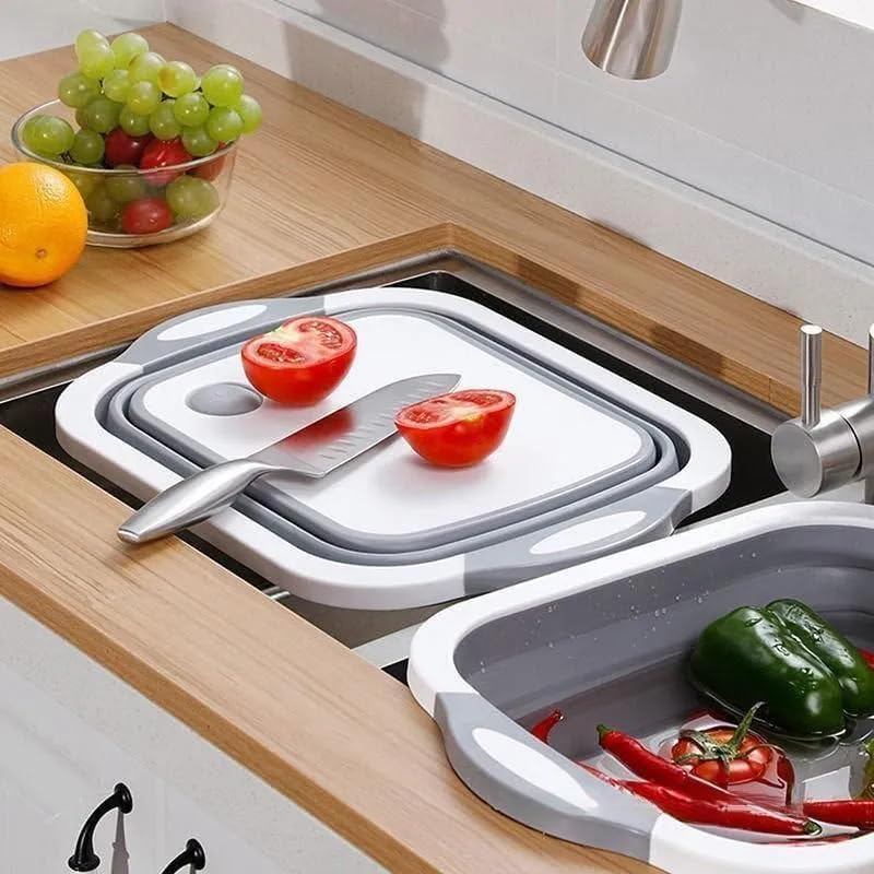 Folding vegetable board, multifunctional cutting board, household plastic cutting board, fruit washing, draining basket, kitchen vegetable washing,BBQ & Meal Prep Tub