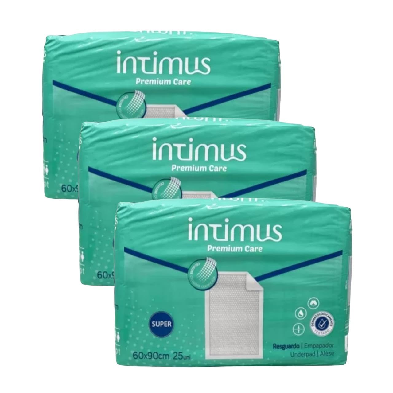 Salvacamas Desechables Intimus 60x90 cm 75 Unidades. Empapadores Absorción Super. Resguardos Bebé. Protector de Cama para Incontinencia. Empapadores Perros 60x90 cm. Empapadores Cama Adultos.