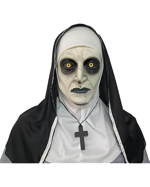 Scary Nun Mask Halloween Latex for Women Costume,Lady Full Head Halloween Costume A...