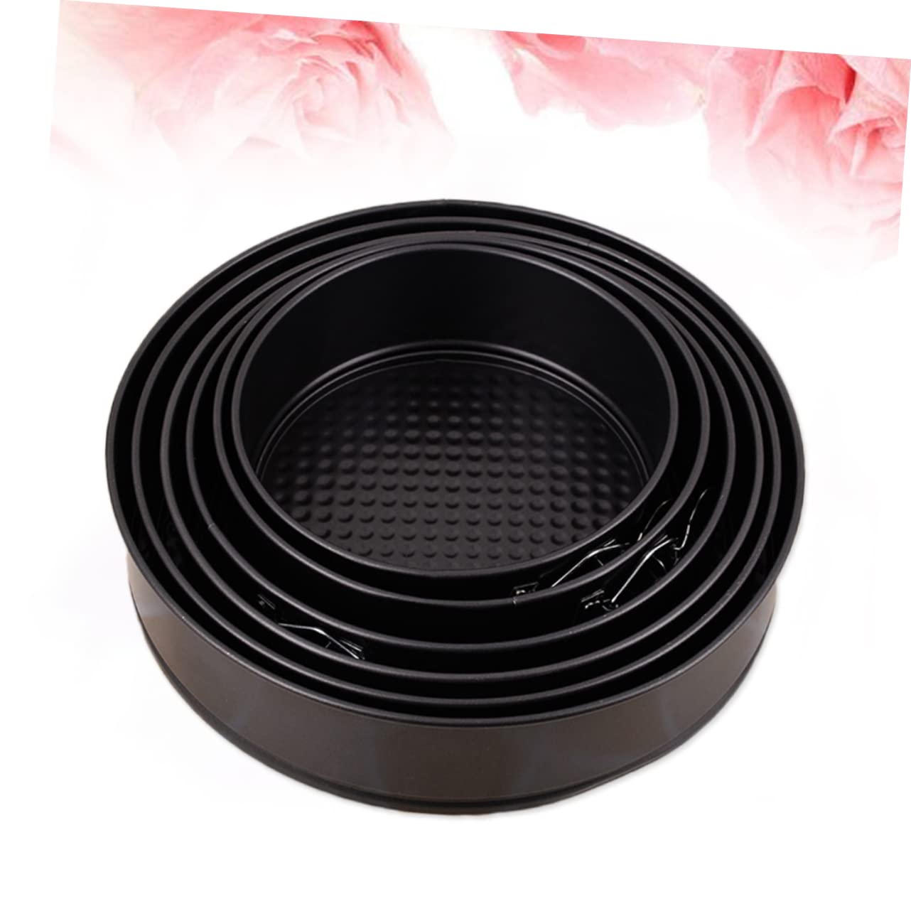 VALICLUD 6 pezzi Stampo per Torte Rotonde Antiaderente con Cerniera Acciaio Carbonio Base Favo Teglie per Dolci per Feste Matrimoni e Compleanni Nero