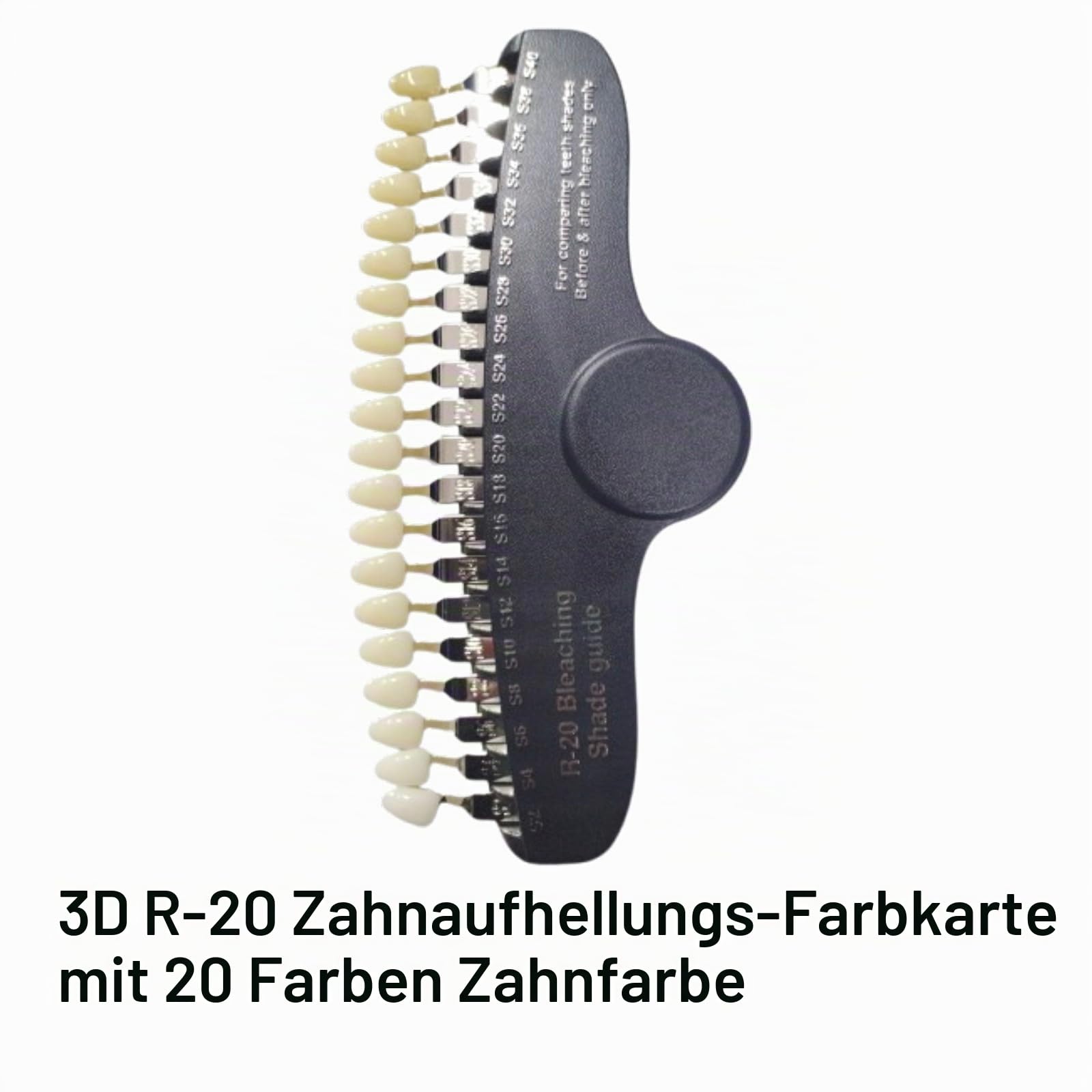 Farbkarten Zähne, 20 Farben Zahnfarbvergleicher, Dental Teeth Shade Guide, Zahnaufhellungsset, zum Vergleich der Zahnfarbe vor und nach der Zahnaufhellung