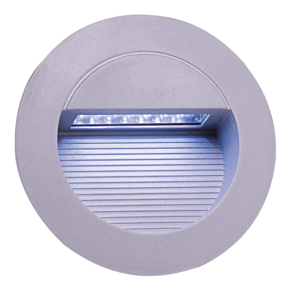 White LED Grey Aluminium Round Recessed Wall Light - IP44 - Netlighting