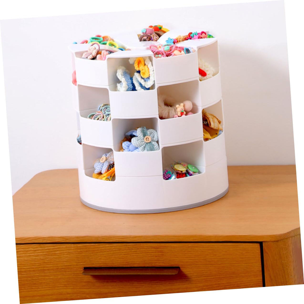 Healeved Haarschmuck Aufbewahrungsbox Schmuckorganizer für Drehbar Mehr Stück Hips/pp/silikon Weiß für Haargummis Haarspangen und Schmuck