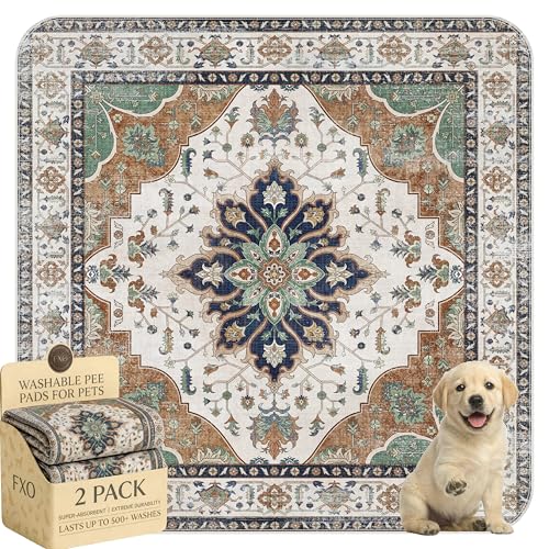 Image of Washable Pee Pads for Dogs,Great Urine Absorbent Reusable Puppy Training Pads,Waterproof,Leak-Proof & Non-Slip Potty Pads for Whelping,Crate,Playpen,Bed.(Dark Teal Floral,36 inchx36 inch)