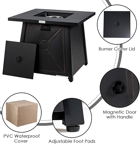 Miniatura 7 de Tangkula 5 Piece Patio Furniture Set with 50,000 BTU Propane Fire Pit Table, Outdoor Wicker Conversation Set w/Cushions, Storage Box and Tempered