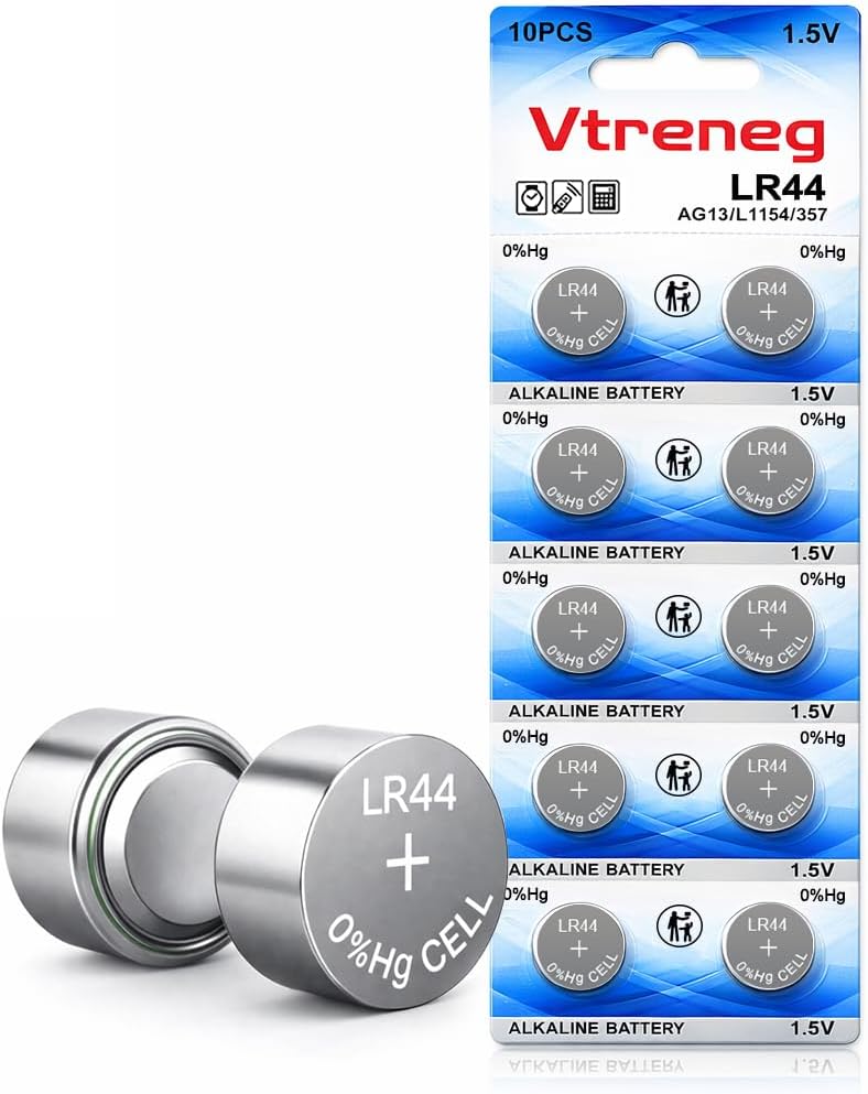 Pack de 10 pilas alcalinas LR44 1.5V para relojes y juguetes