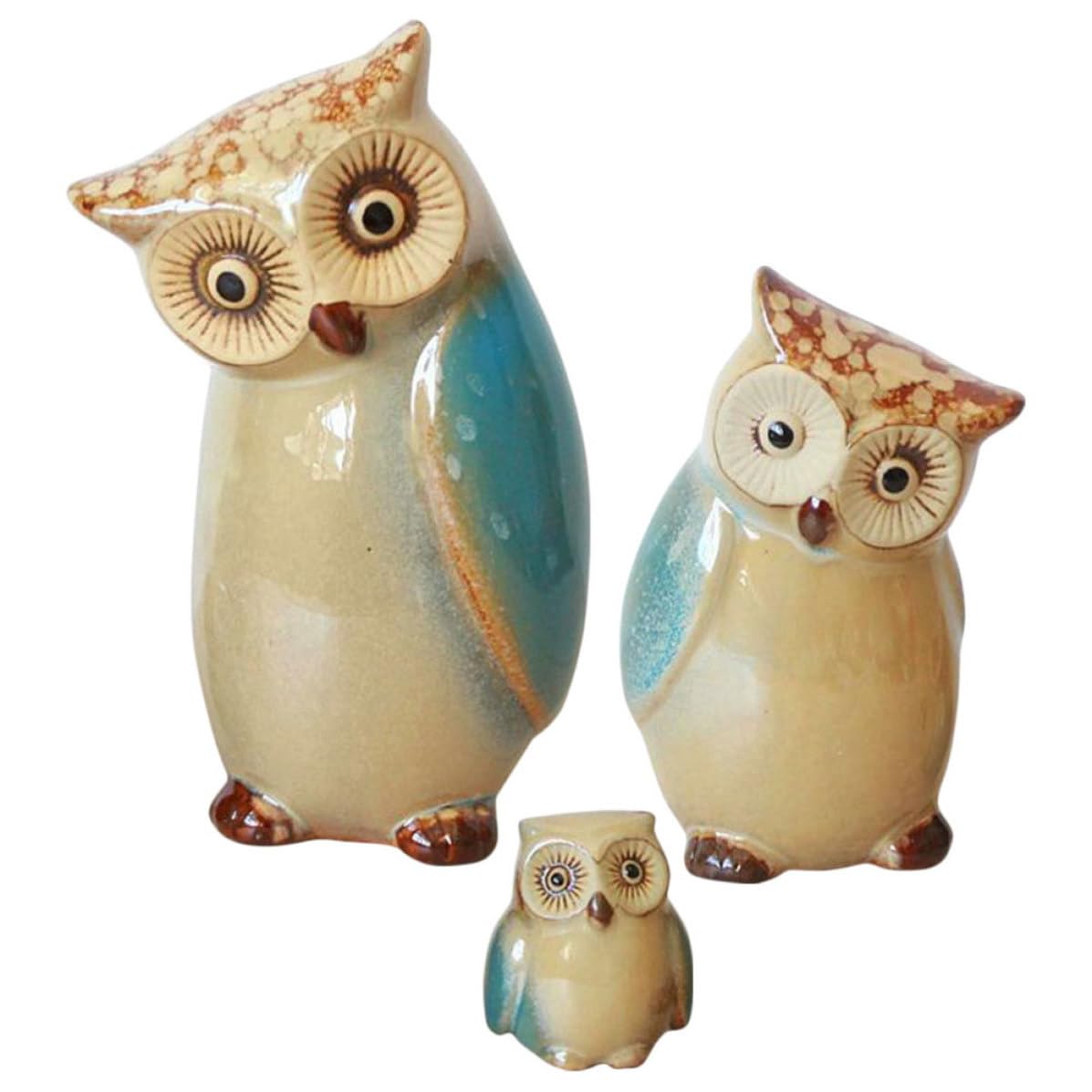 Statuettes de hibou en céramique au design artisanal chic pour salon élégant