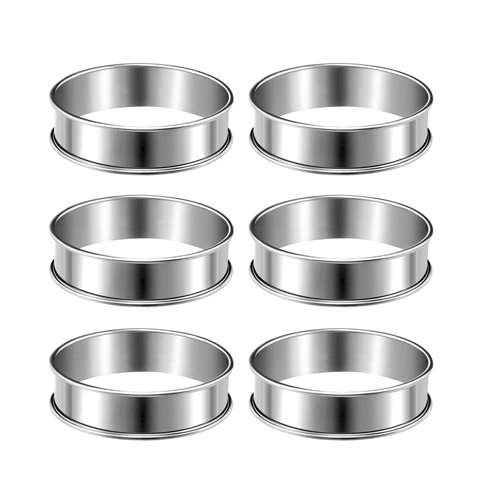 Tsophreniq Of 6 Stainless Steel Dessert Rings Easy to Cleans Metal Muffins Molds Cake Rings Suitable for Dessert and Pastries Home Baking Accessories