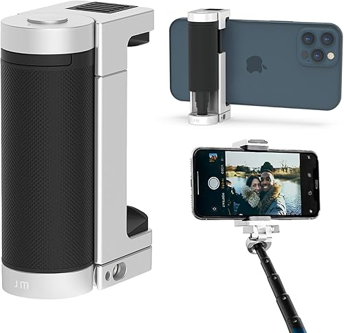 Just Mobile ShutterGrip - Soporte seguro para manija de cámara con Bluetooth, extraíble, control remoto, soporte para zoom FaceTime, palo para