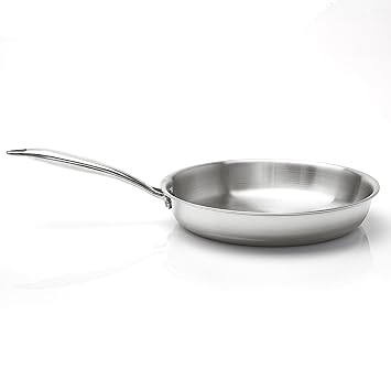 Zoraware Triply Stainless Steel Fry Pan (Induction and Gas Stove Friendly) 60 Months Warranty (24 CM)