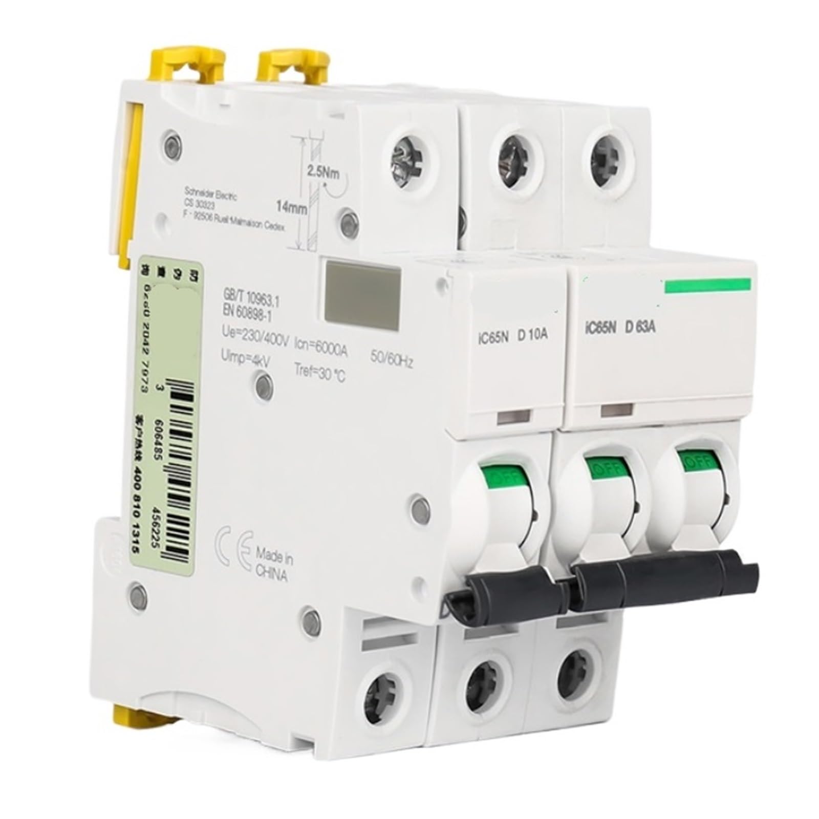 TYEXCZARF Air Switch Acti 9 Circuit Breaker IC65N 1-63A 1P/2P/3P/4P Switch Trip Curve D Type(1p,40A)