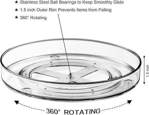 Miniatura 7 de Lazy Susan - Organizador de especias de 11 pulgadas, paquete de 4 platos giratorios para gabinetes, organización y almacenamiento de despensa,