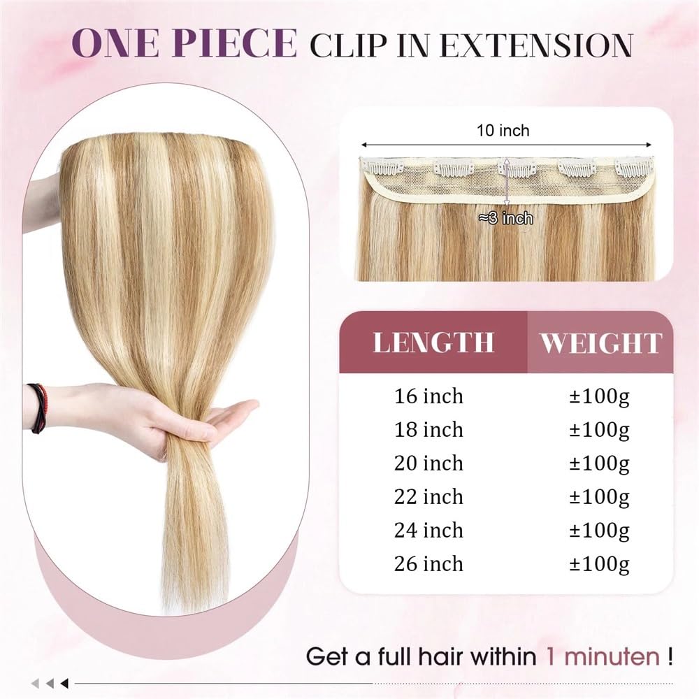 Miękkie Klip Przedłużanie Włosów Ludzkich Włosów 100 g, 5 klipsów, Proste P8/613, Jasny brąz, Blond Blond Długi(18 cali)