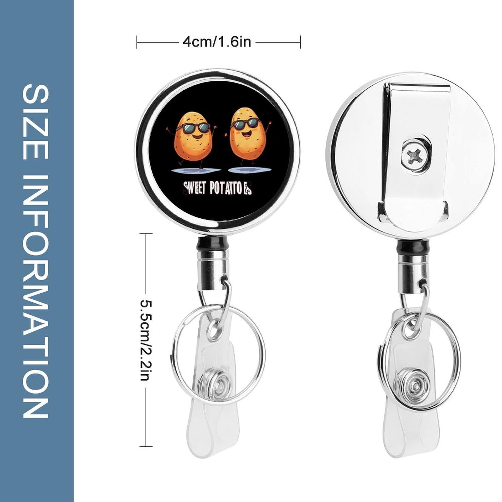 Sweet Potato Retractable Badge Holder Metal ID Name Holder Key Ring with Belt Clip