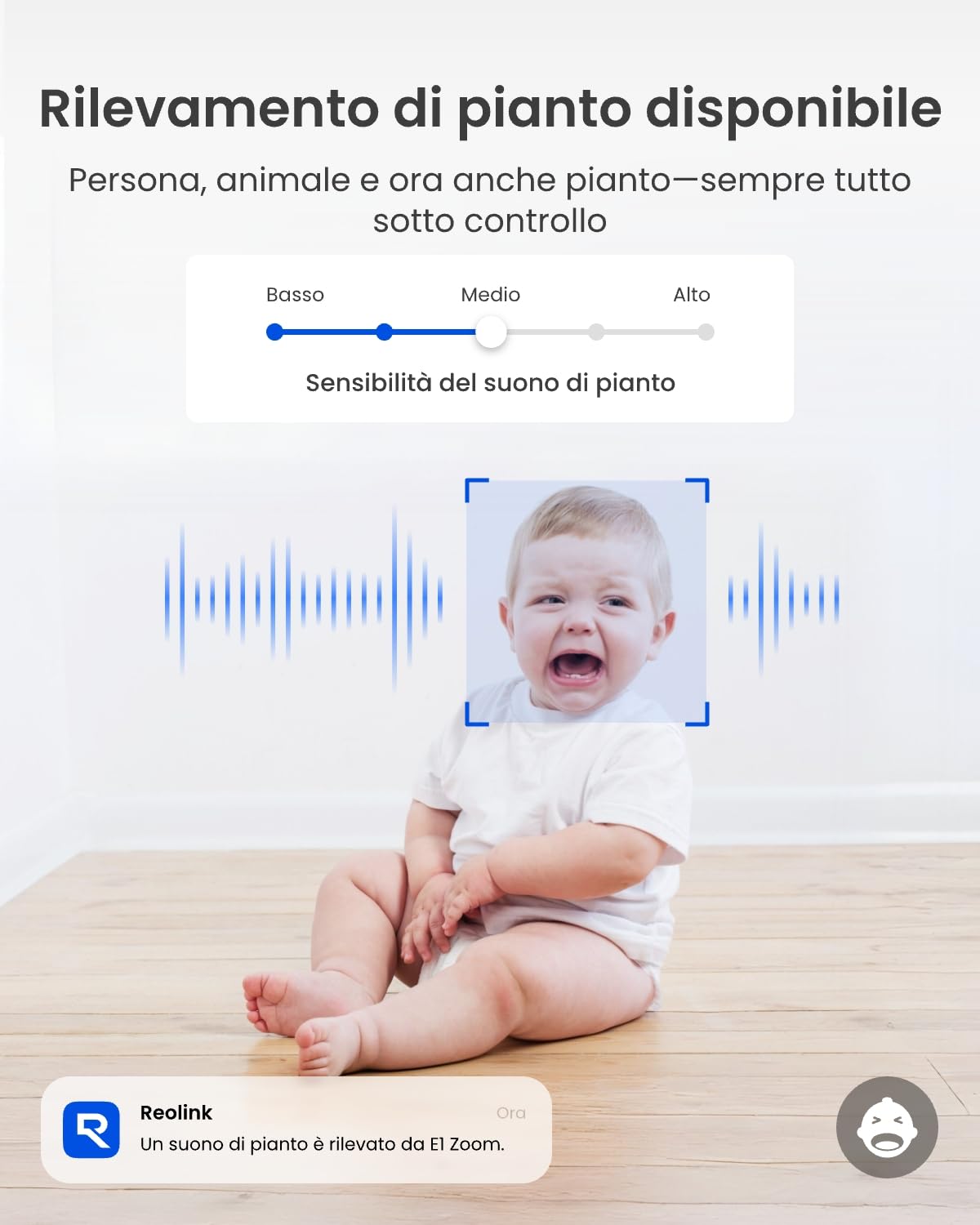Reolink 4K Telecamera WiFi Interno PTZ, Zoom Ottico 3x, WiFi 6 Dual-Band, Auto-Tracking, Videocamera Sorveglianza con Rilevamento Persona/Animali/Pianto, Modalità Privacy, Baby Monitor, E1 Zoom