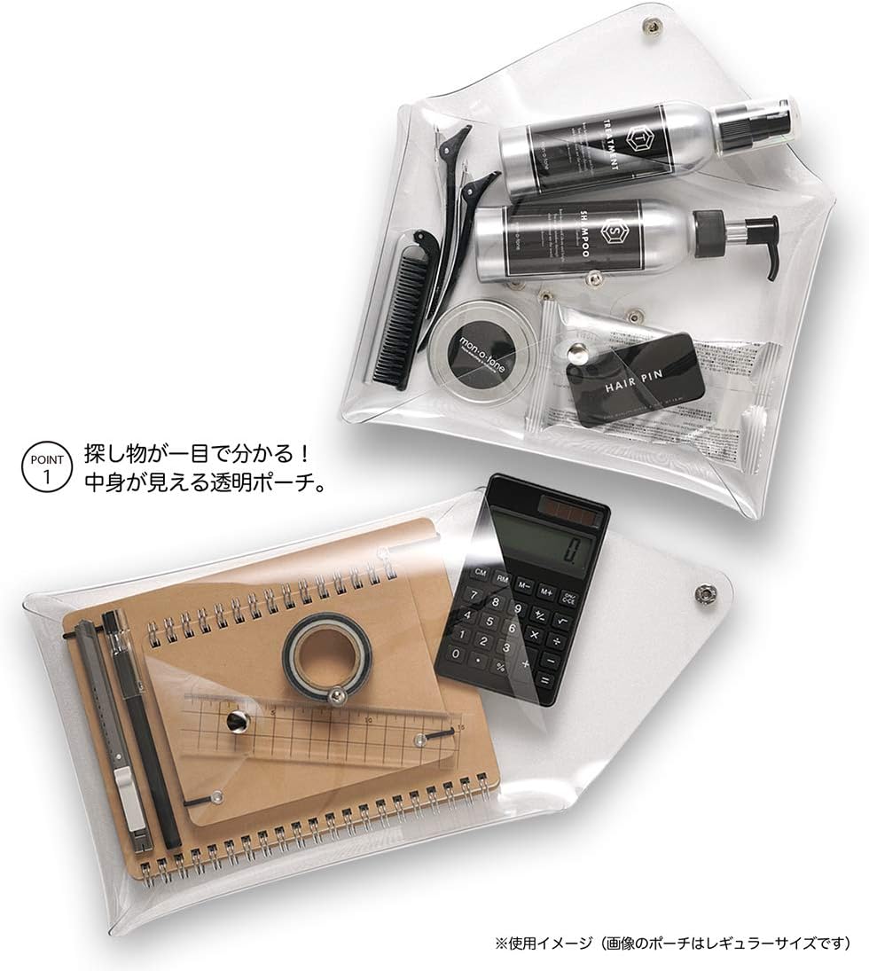 Amazon Co Jp Mon O Tone 4方向から出し入れできるクリアポーチ ミニサイズ ネコポス発送可 1個まで ホーム キッチン