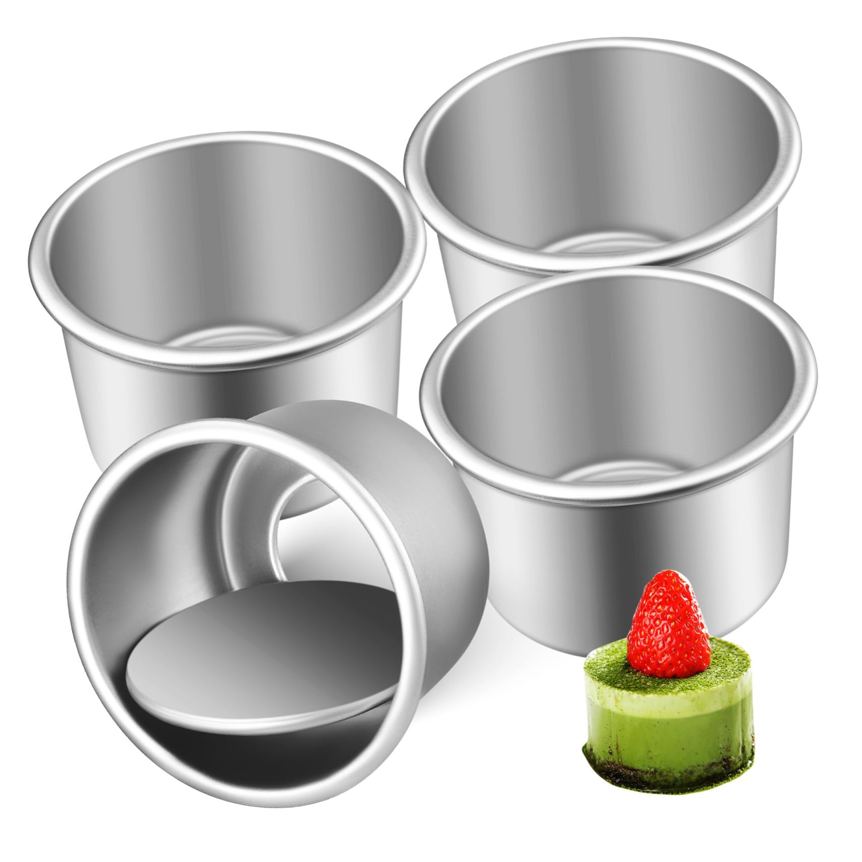 Homoyoyo 20 Pièces Lot de Moules à Gâteaux Ronds Aluminium avec Fond Amovible Moules à Cuisson Petits pour Pâtisserie Répartition Thermique pour Gâteaux Faciles à Démouler