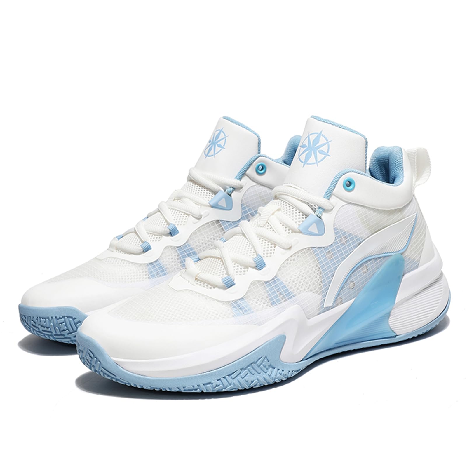 Zapatillas de Baloncesto Hombre Altas Protección Tobillo | Zapatillas de Baloncesto Hombre Altas Blanco Azul Protección Tobillo TPU Amortiguación