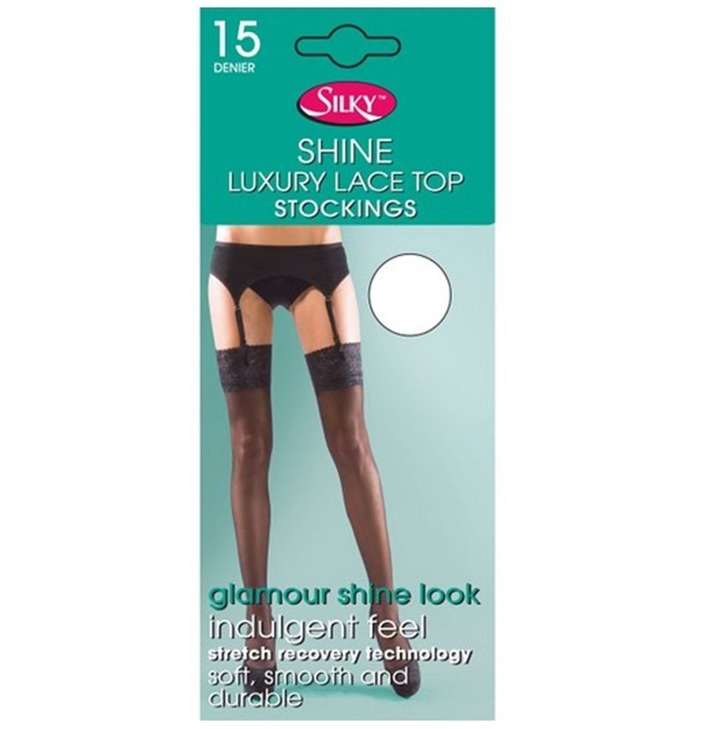 Silky Women's White Shine Lace Top Stockings 15 Denier Ed013 One Size