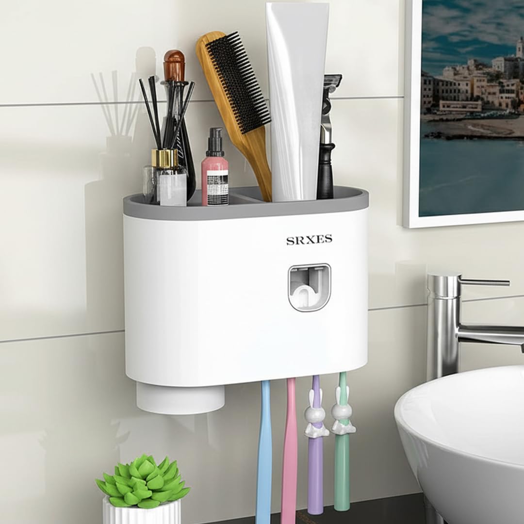 Srxes Toothbrush Holders for Bathroom, Toothbrush Holder Wall Mounted, Toothpaste Dispenser, Brush Holder for Bathroom Wall (1 Cup, White) Acrylonitrile Butadiene Styrene (ABS)-image-28
