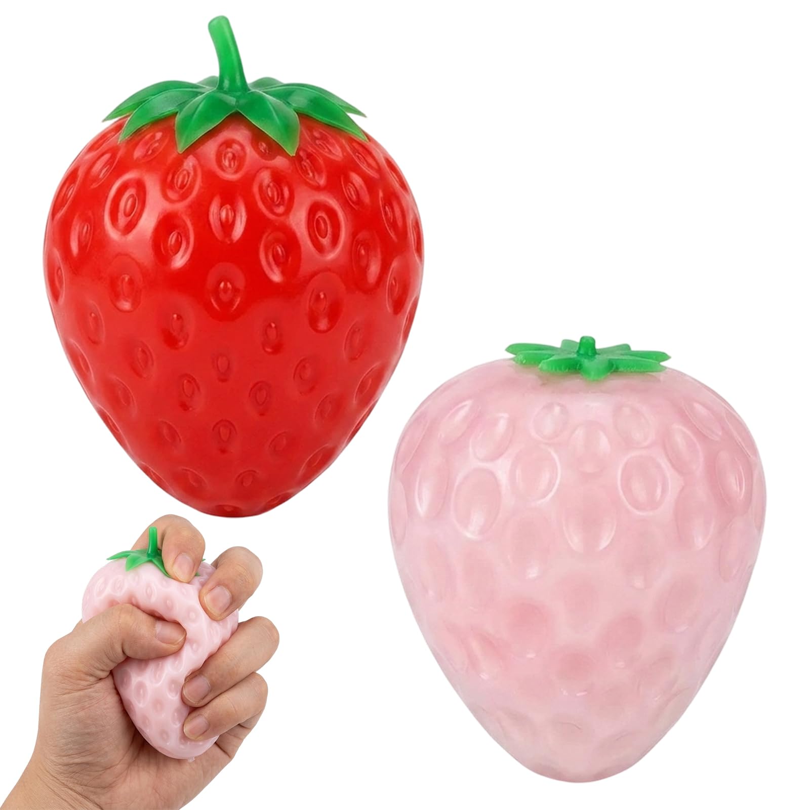 2 PCS Strawberry Squishy, Giant Strawberry Squishy with Light-Change Effects for Relaxation, Big fidgets for Office Workers