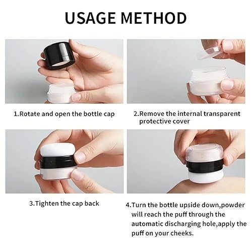 Miniatura 6 de Polvo fijador ligero y suelto en polvo de acabado facial de larga duración, impermeable, con polvo de hongos suave y espejo, acabado mate, 0.28