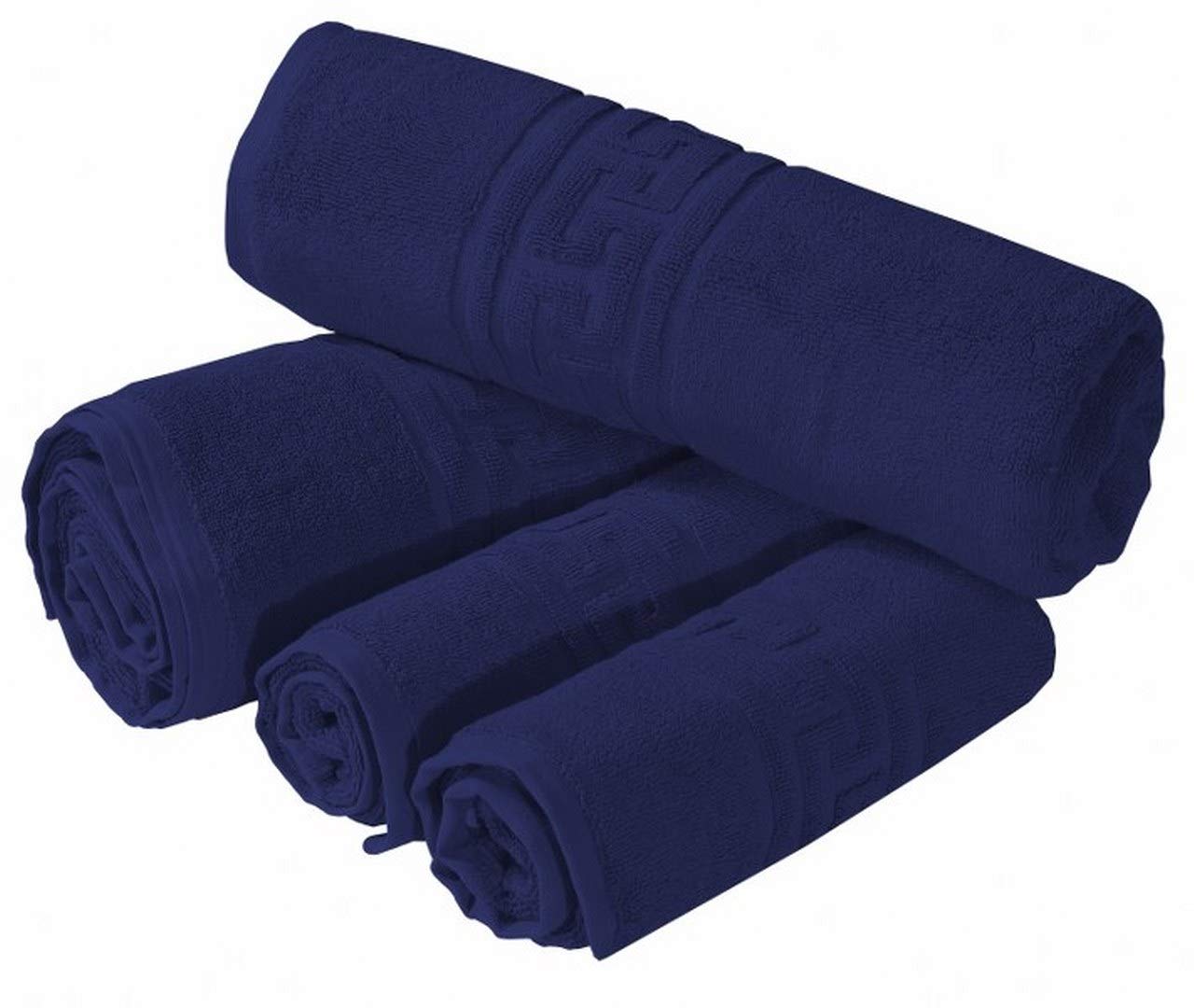 Miami Lot De 4 Draps De Bain Luxueux 100 % Coton égyptien De Qualité Hôtelière, Super Doux, épais Et Absorbant 700 G/m² (essuie-mains – Bleu Roi