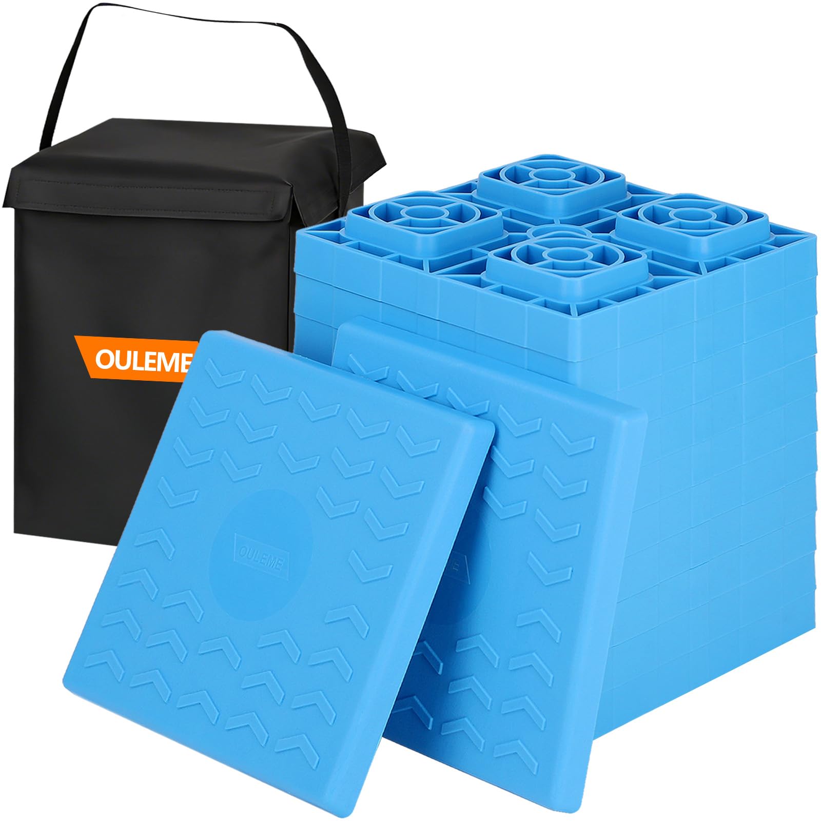 OULEME 12-Pack RV Leveling Blocks, Stackable Camper Trailer Leveler, Blue