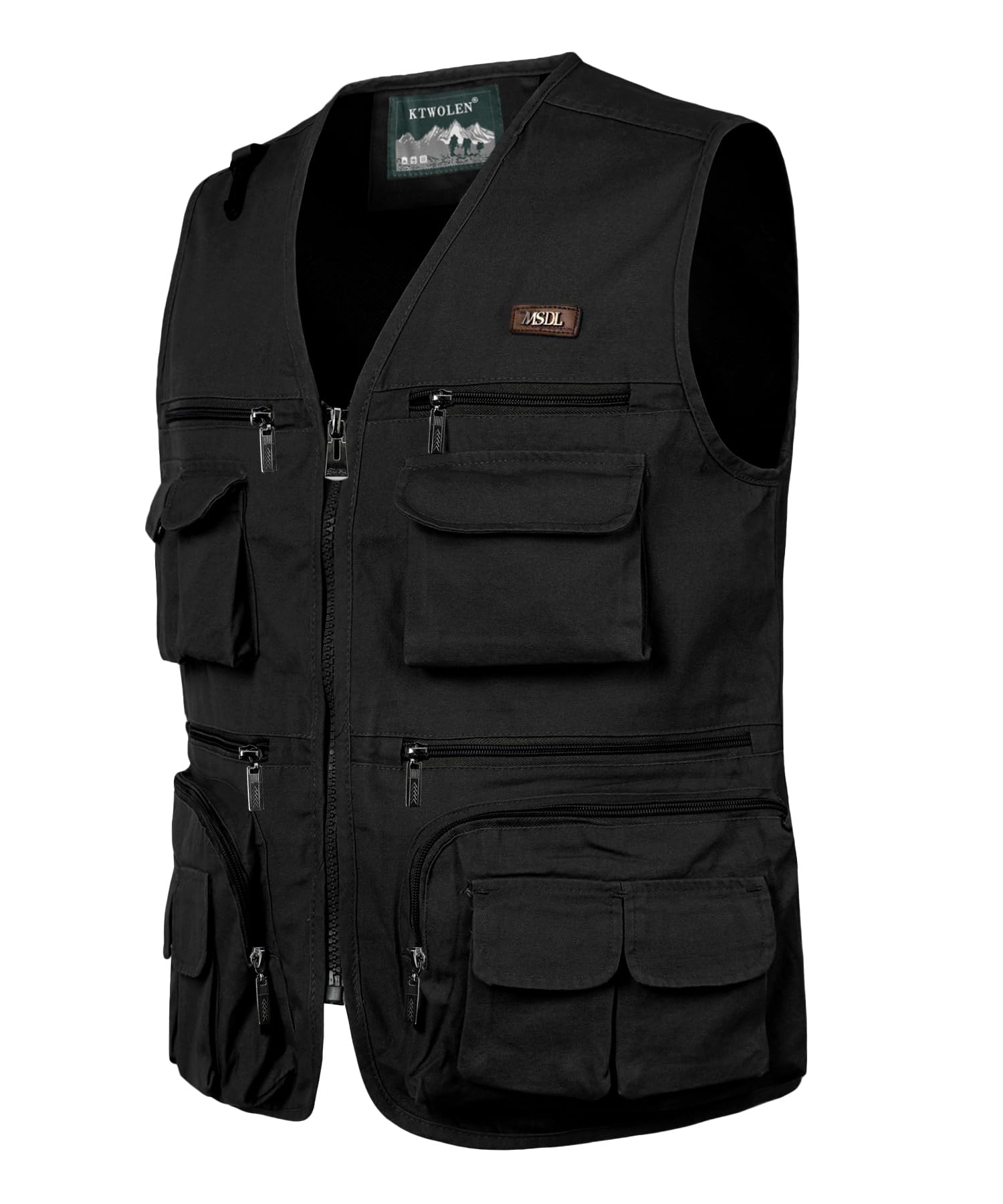 Gilet da Pesca da Uomo Multitasche Giubbino da Lavoro con Zip Gilet da Caccia Fotografo Sport Giacca Senza Maniche
