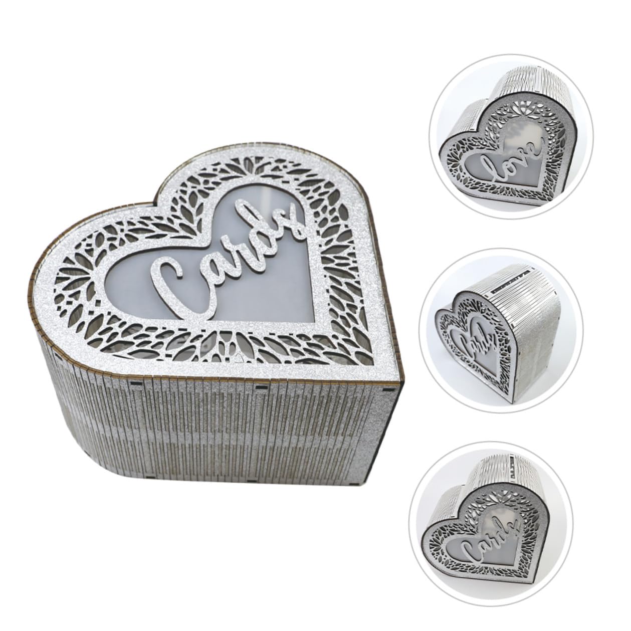 GALPADA Scatola per Biglietti in Legno a Forma di Cuore Porta Biglietti da Matrimonio e Anniversario Contenitore Portatile per Buste e Messaggi Decorazione per Ricevimenti e Feste