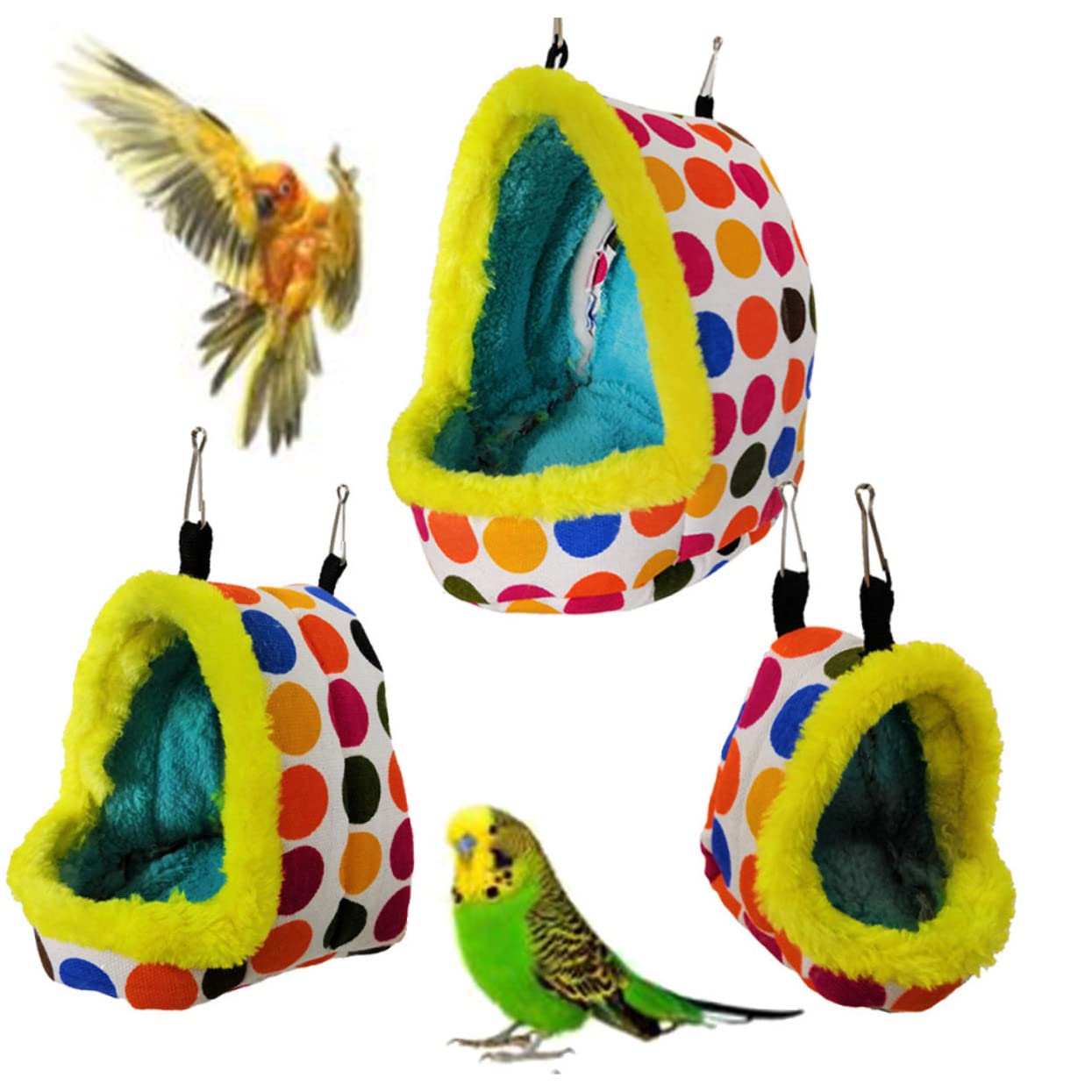 3piezas Nido De Pájaros Calido y Acogedor para Periquitos Cacatúas y Otras Aves Cama De Peluche Creativa para Invierno