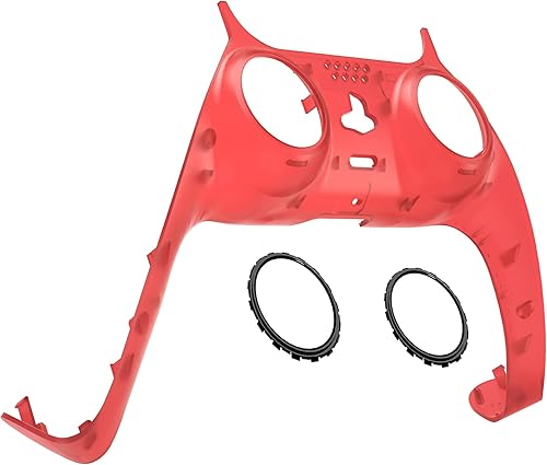 eXtremeRate Carcasa decorativa roja transparente compatible con controlador PS5, carcasa de clip de repuesto para bricolaje, cubierta de placas