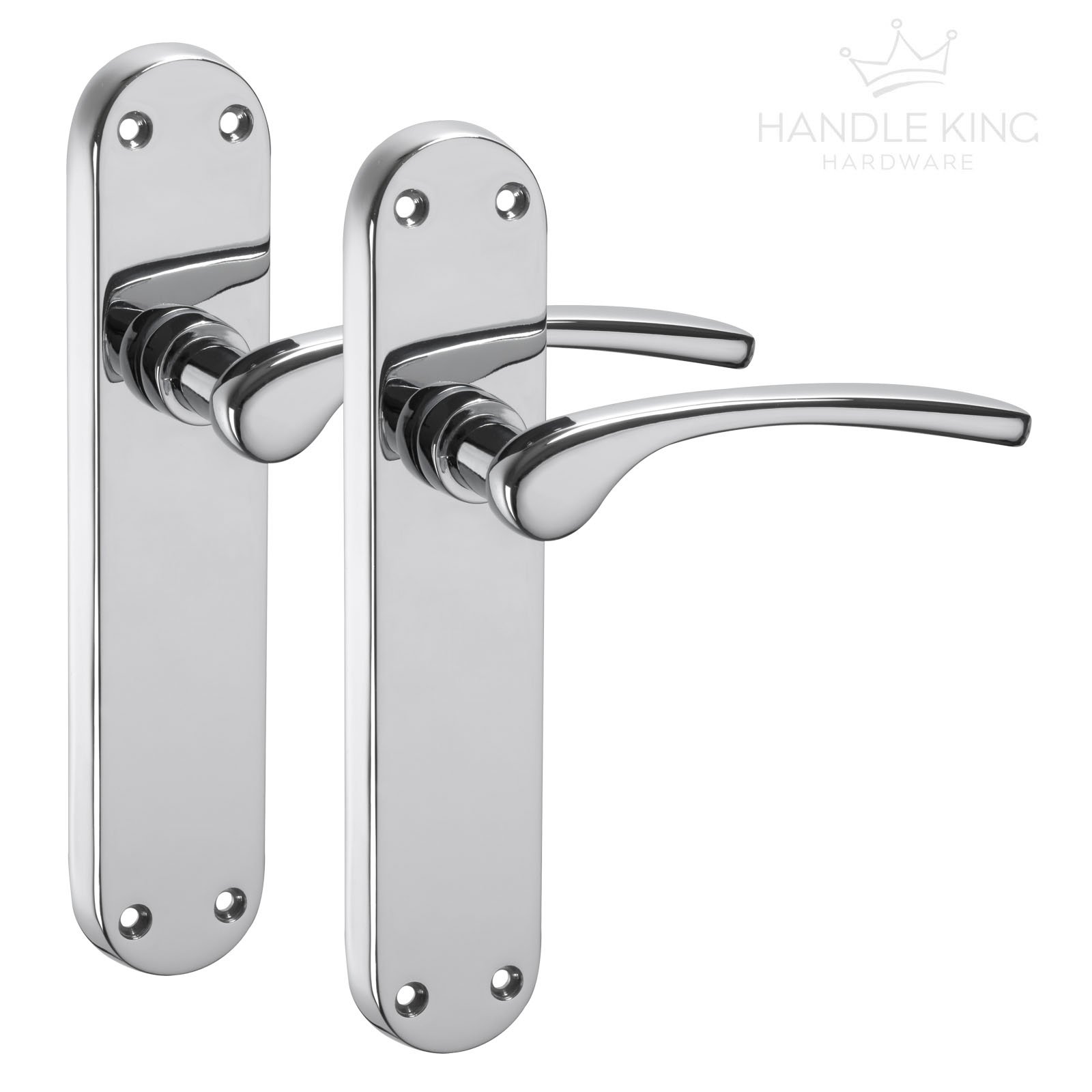 Handle Kingdom Ltd Chrome Polished Door Handles On Backplate - Lever On Latch Backplate Door Handles