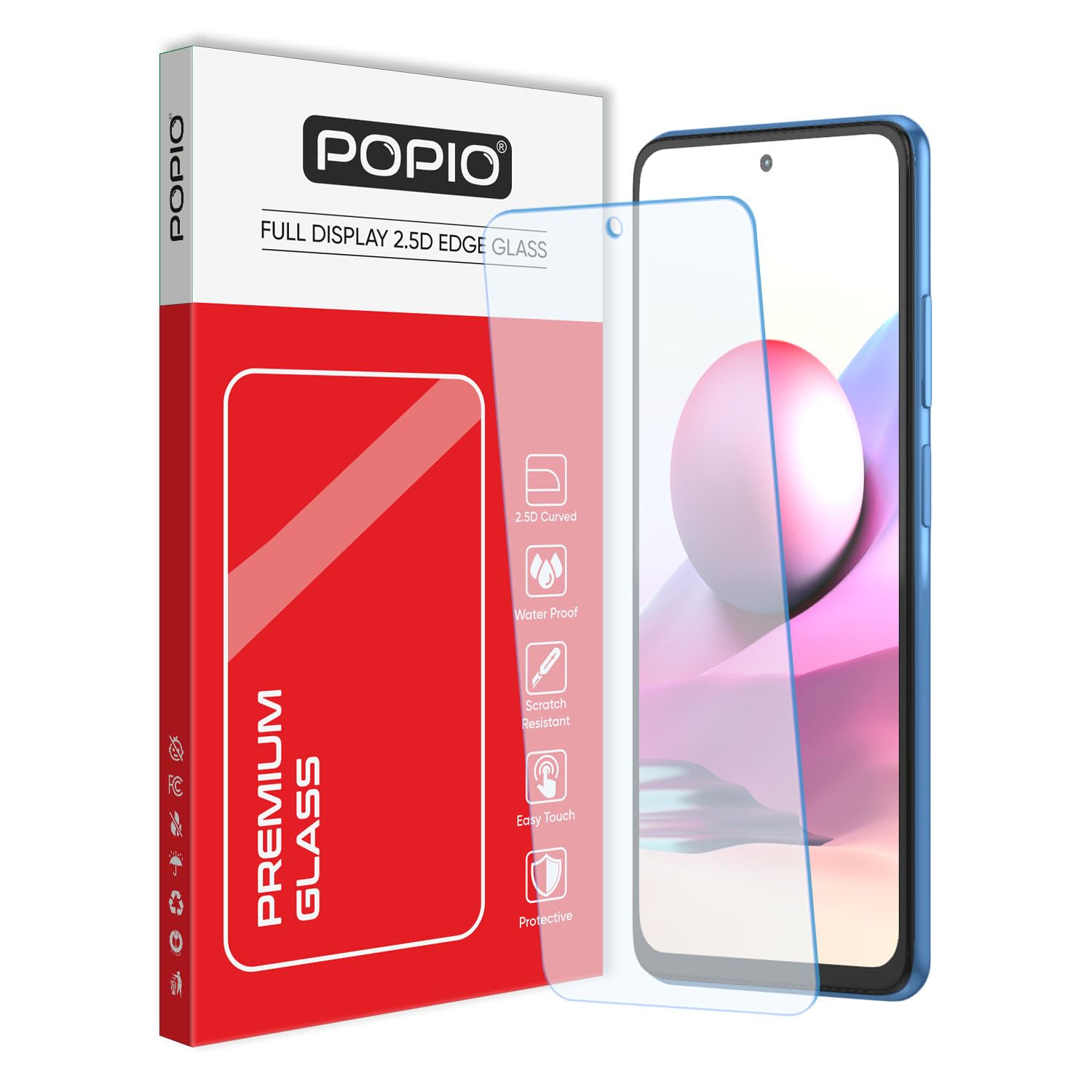 POPIO Tempered Glass Screen Protector Compatible For Redmi Note 10 / Redmi Note 10S With Full Screen Coverage (Except Edges), Pack Of 1 For Cellphone