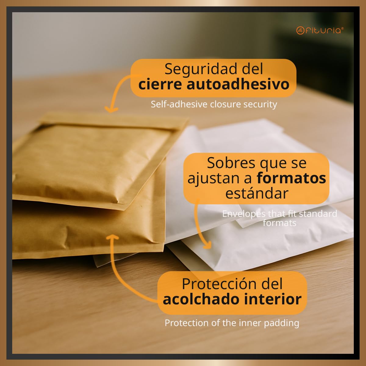 Sobres Acolchados para Envíos, Multitamaño (3 Tamaños), Colores Kraft y Blanco – Cierre Autoadhesivo – Sobres de Papel con Burbuja Interior, Ideal para Envíos - Pack S - Ofituria (12 sobres)