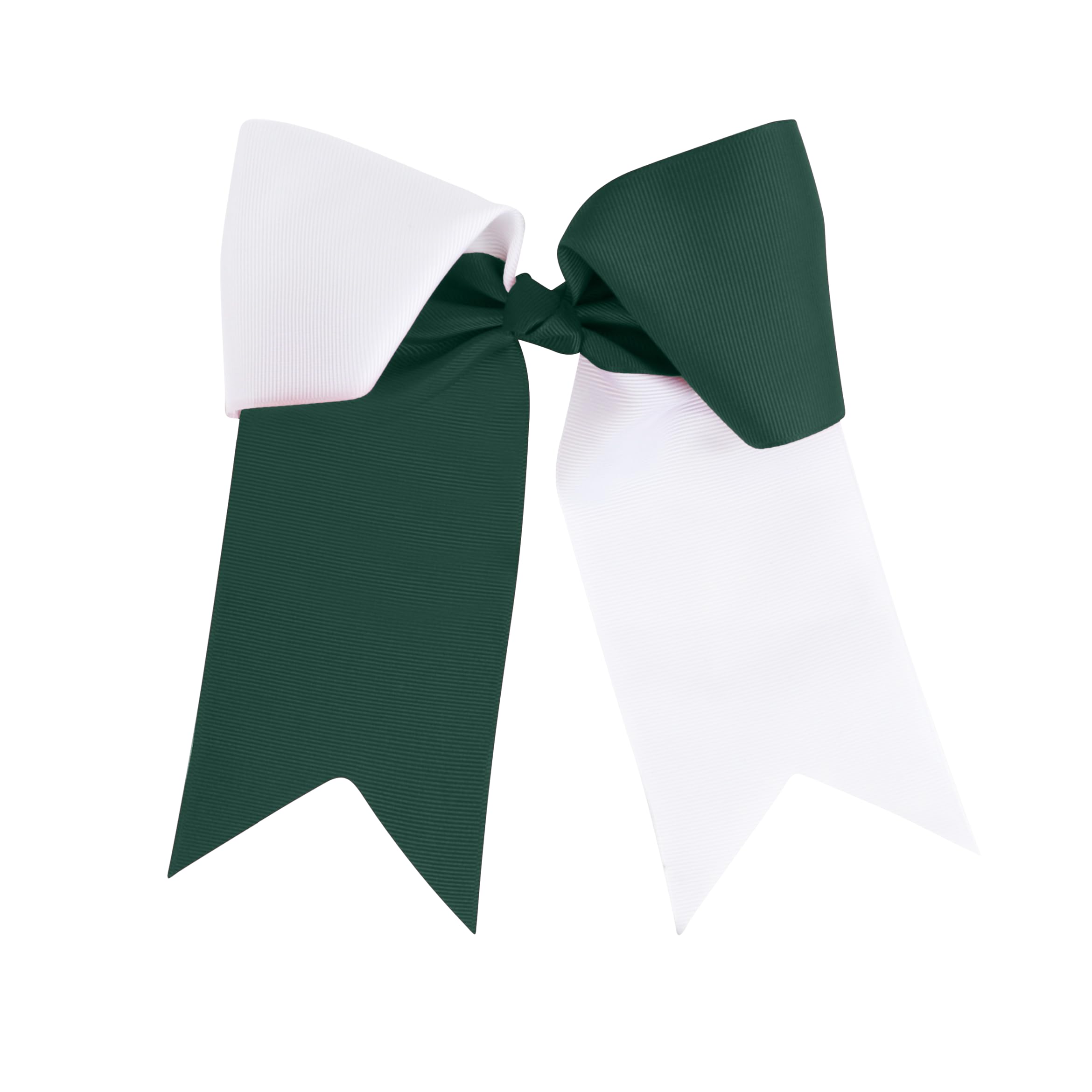 Two Tone Jumbo Bow Clip with Tails (Green & White)