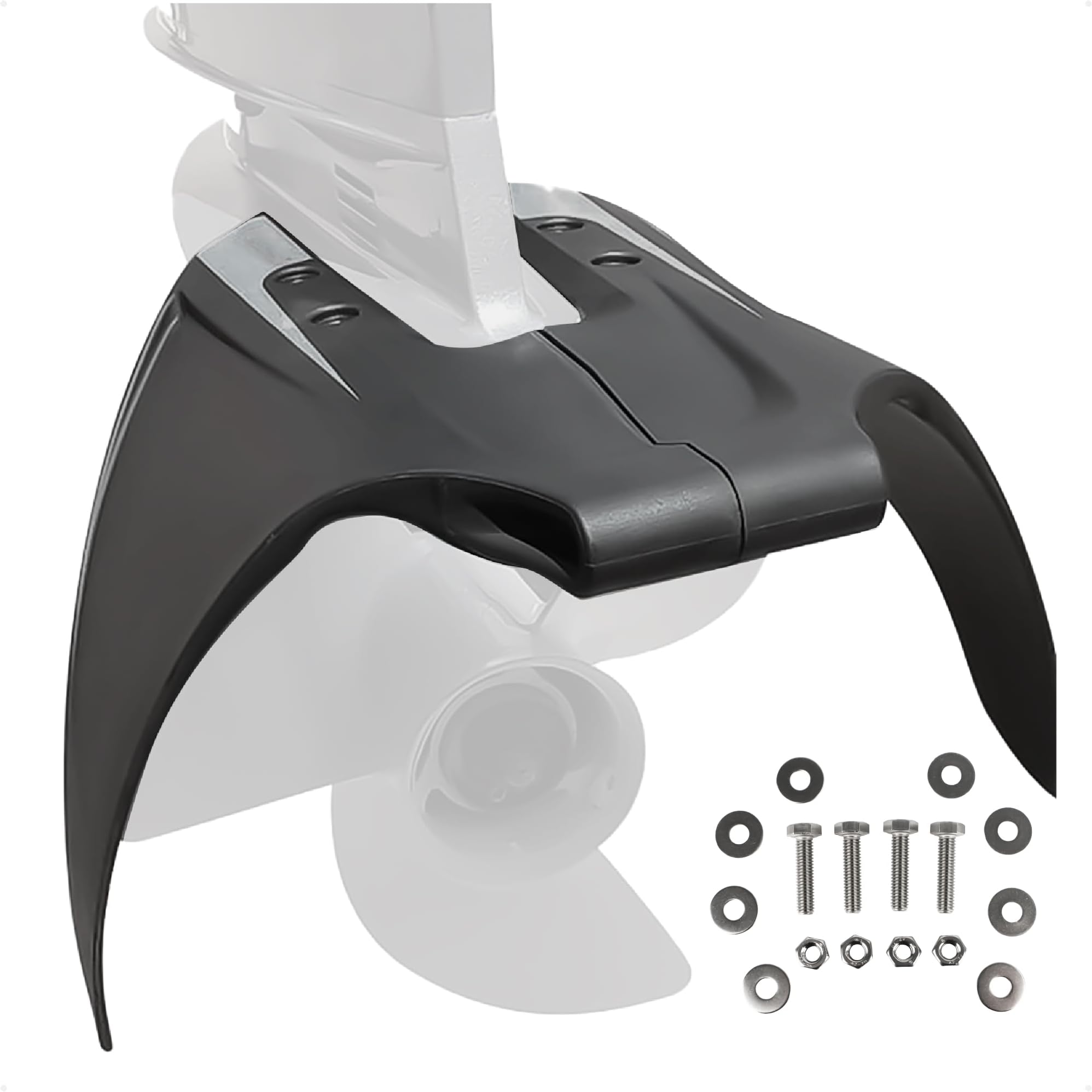 Five Oceans Hydrofoil Stabilizer Enveloping for Outboards from 40 HP to 250 HP, I/O Stearn Drives UV-Resistant Molded Black ABS Plastic, FO-4469