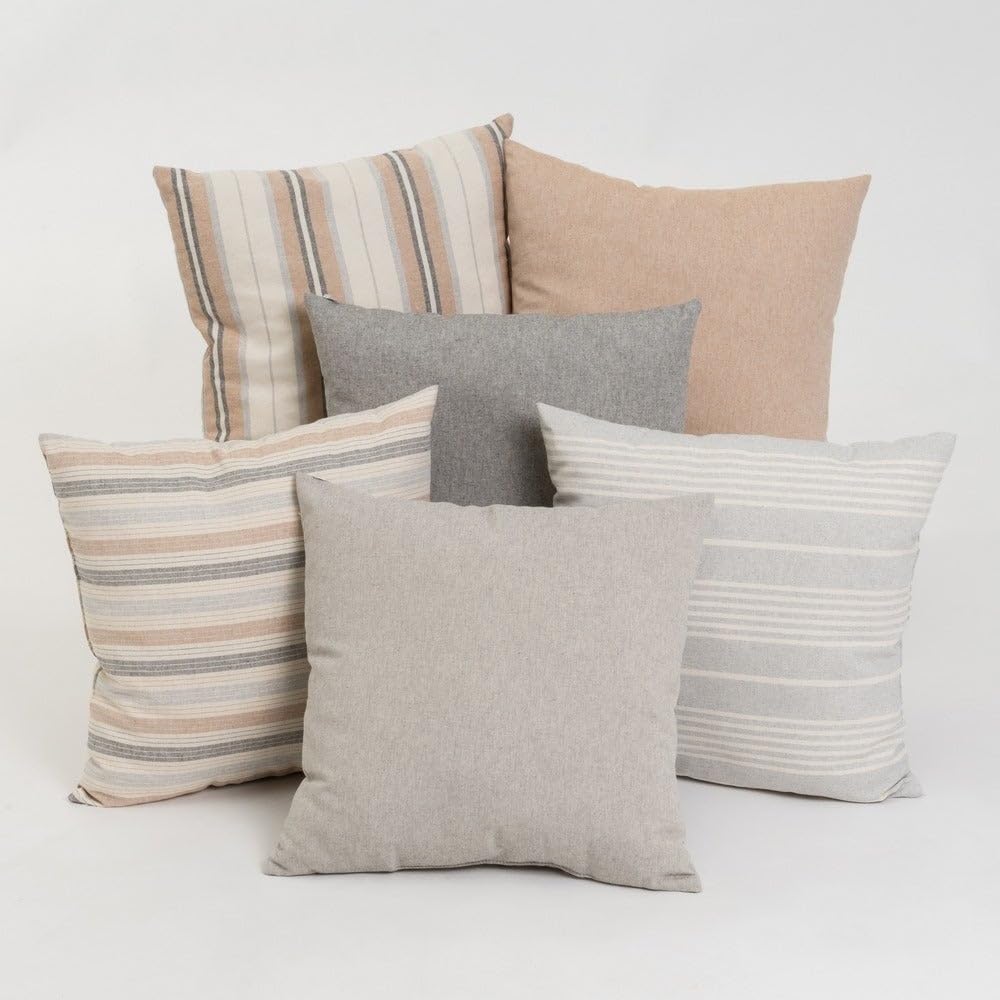 Set 6 Cojines Decorativos 45x45 cm Marrón y Gris con Relleno para Sofá