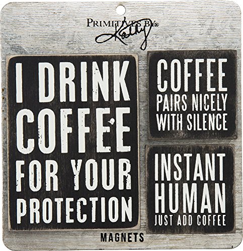 Primitives By Kathy- 3 Pc.- Coffee Magnet Set- 5.50" Square, 3" X 4", and 2" Square