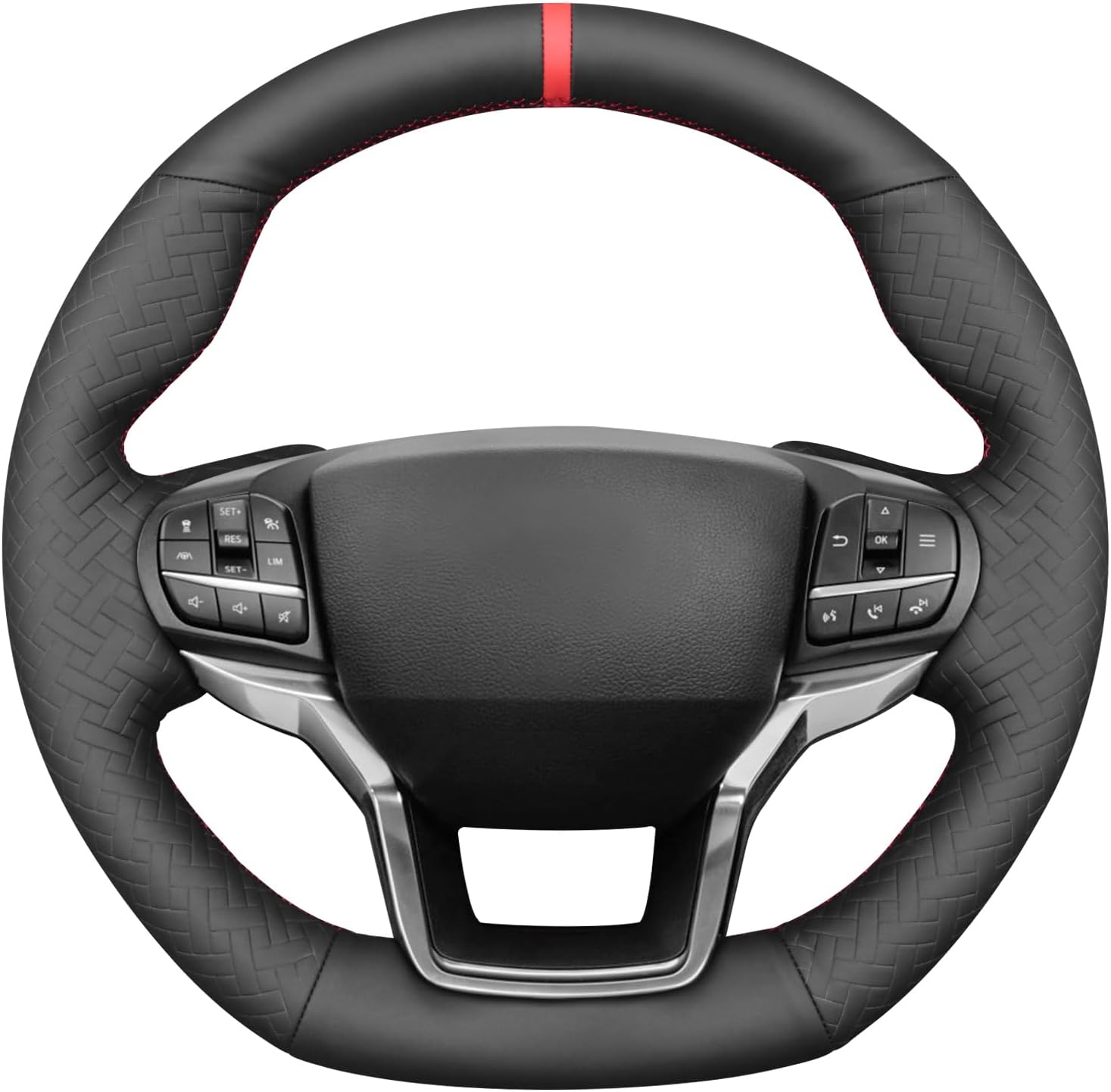 MEWANT DIY Stitching Steering Wheel Cover Wrap for Ford Explorer ST 2020-2023 Steering Wheel Accessories for Ford Explorer ST 2020-2023