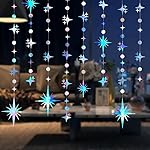 Glitter Iridescent Star Circle Dot Garland 30 Feet Twinkle Iridescent Star Circle Dot Ceiling Hanging Banner Backdrop for Birthday Wedding Baby Shower Graduation Disco Party Decorations