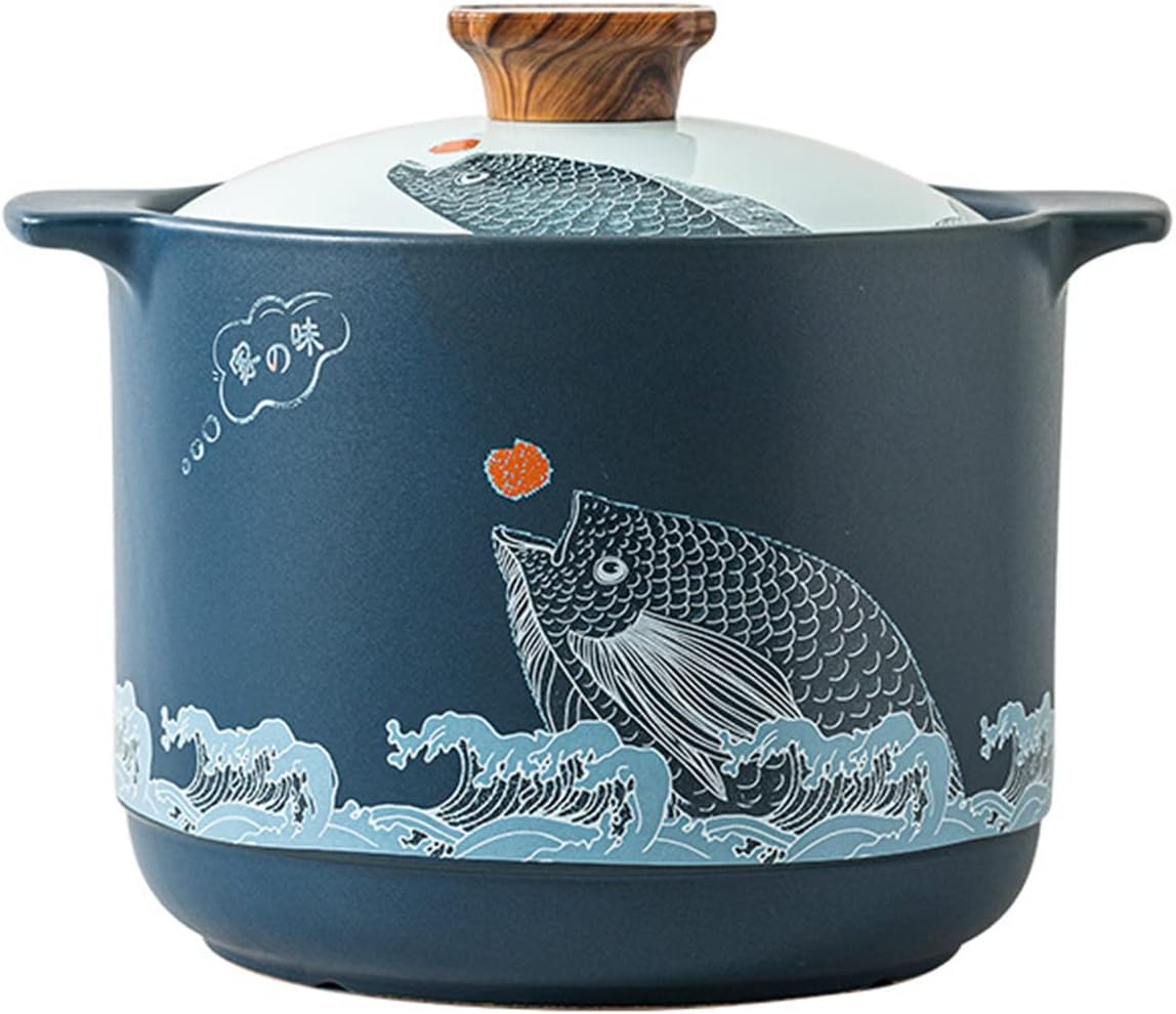 Chinese Style Ceramic Saucepan Kitchen Utensils, Nourishing Soup Pot Heat Resistant Stew Pot for Dinner and Party, 4.5 L