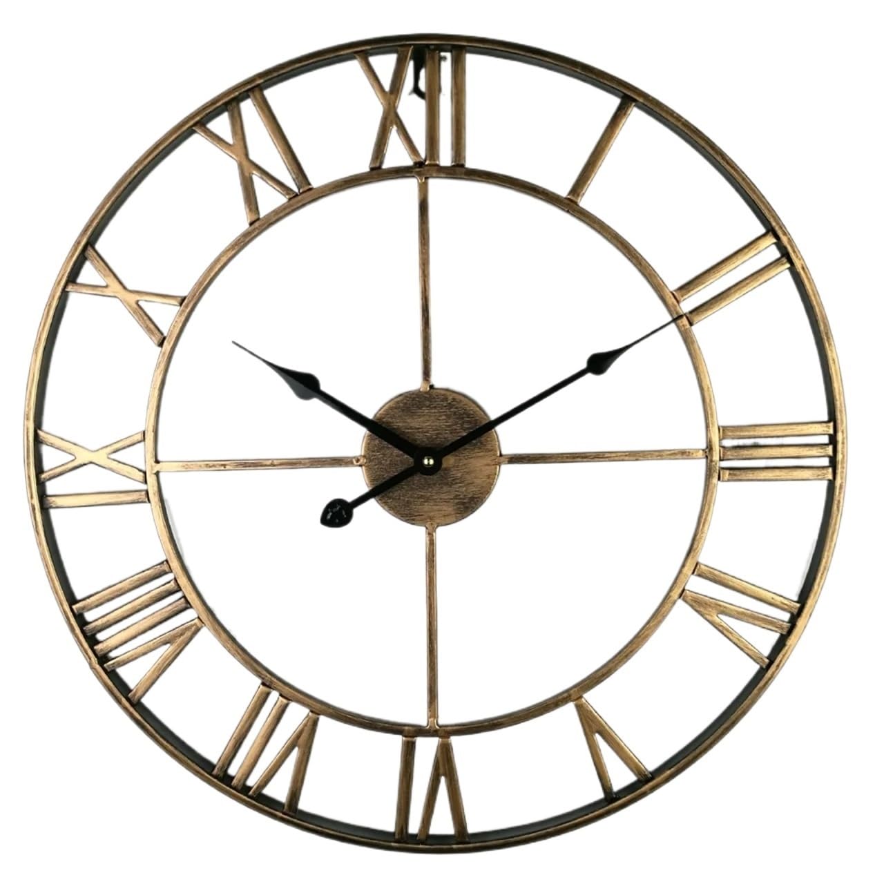 Ubohuz Gold Metal Roman Numeral Wall Clocks For Patio, Pool, Garden