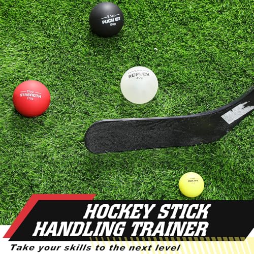 4 Pcs Hockey Stick Handling Balls 4 Weights Roller and Street Hockey Balls Training Aids Field Ball Training Equipment for Youth Beginner Advancer Indoor Outdoor Practice Skills Speed Reaction - Thumbnail 5