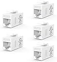 VCE UL Listed CAT6 RJ45 Keystone Jack Inline Coupler 5-Pack, Female to Female Ethernet Cable Extender - White