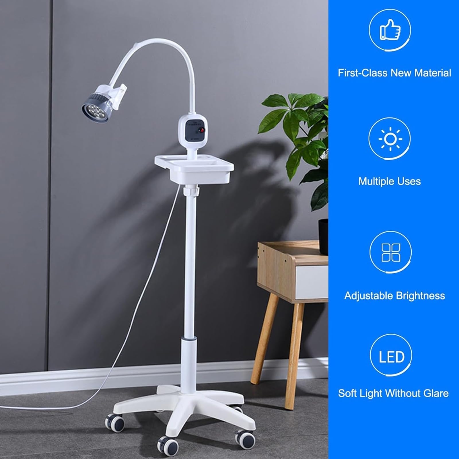 Lampa do Badań Chirurgicznych LED, 12 W Lampa do Badań Medycznych z Tacką, Ściemnialna Lampa do Badań Bezcieniowych, do Badań Ginekologicznych Ambulatoryjnych