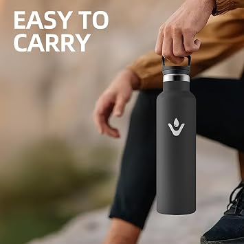 Drinking Bottle 750 ml, Leak-Proof Insulated Flask, Double-Walled, Thermos Flask, BPA-Free, Bottle with Straw, 18/8 Stainless Steel, Suitable for Carbonated Drinking Water