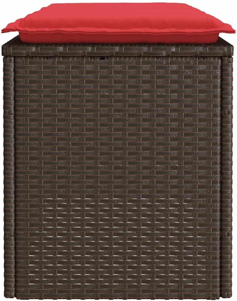 Patio Bench with Cushion Brown 43.3"x15.7"x17.3" Poly Rattan,Durable Poly Rattan Outdoor Bench with Comfortable Cushion, WeatherProof & UVResistant Design for Garden or Patio Patio Furniture