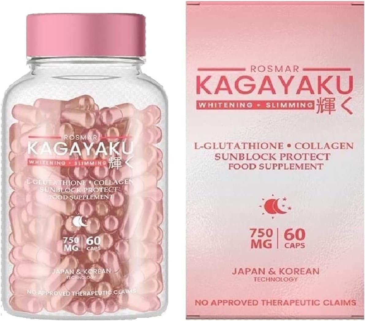 Kagayaku Japan Korea Gluta and Collagen Capsule (750mg, 60 Capsules)