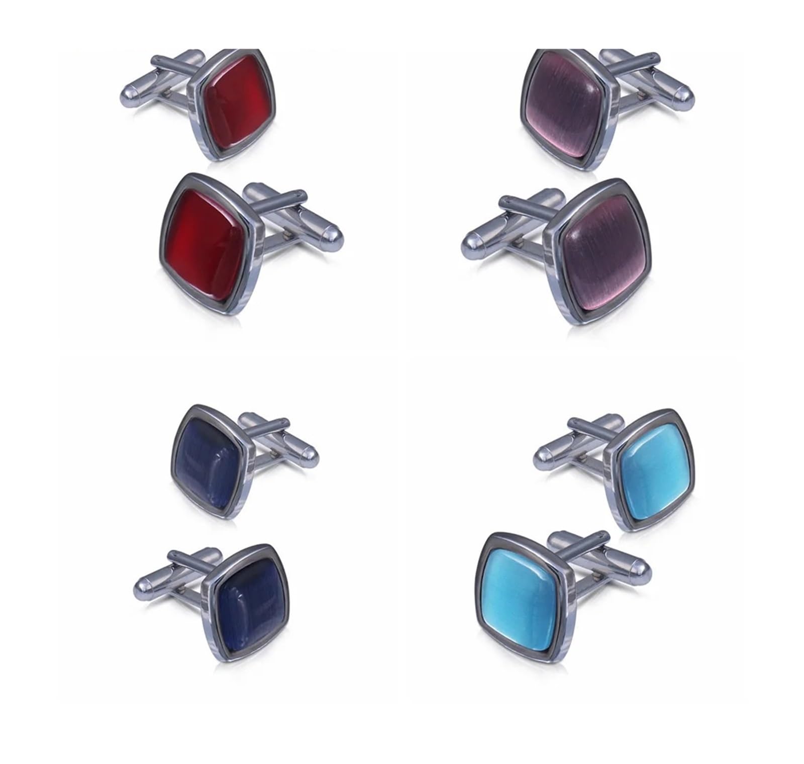 Gemelos para Hombre, 3 Pares, para Camisa, con diseño de Ojo de Gato, de Metal y Diamantes de imitación, para Traje, Boda, Negocios, joyería